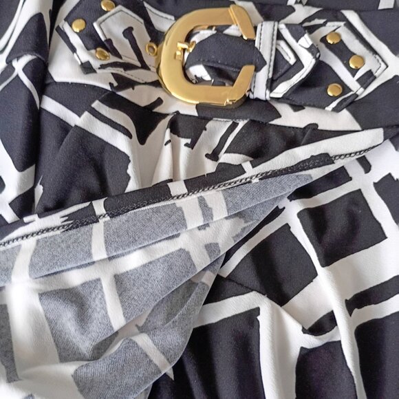 Caché Black & White Sleeveless Wrap Dress with Geometric Print – Size L - Picture 3 of 6